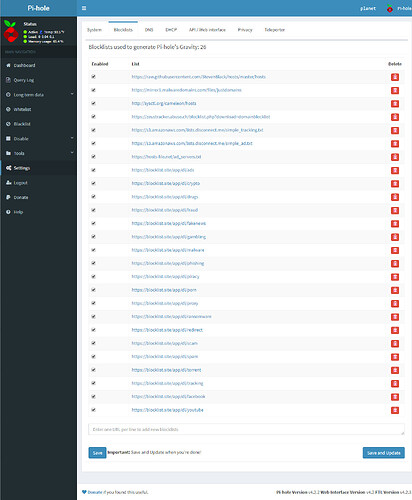 Pihole-Settings-Blocklists