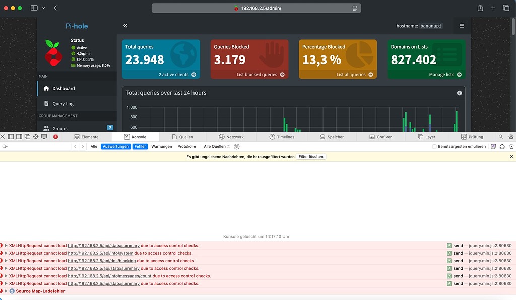 PiHole V6 on Safari - XMLHttPRequests failing and therefore slowing ...