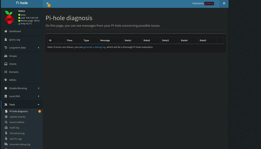 Pi hole diagnosis bug - docker - Pi-hole Userspace