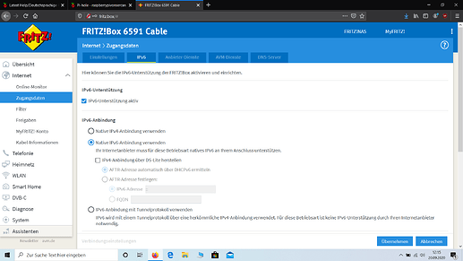 1.Zugangsdaten - IPv6-Anbindung