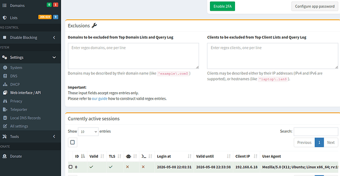 About timeout [ automatic logoff on the web UI ] - Help - Pi-hole Userspace