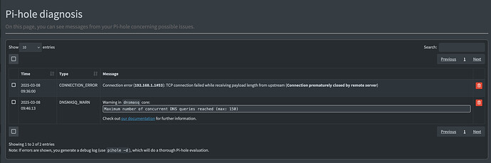 2025.03.08 Zwei Einträge in der "Pi-hole diagnosis" 1