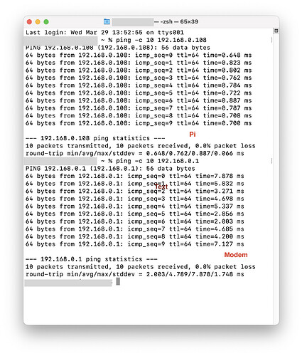 ping modem pi