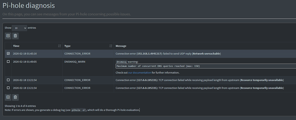 Pihole connection errors - Help - Pi-hole Userspace