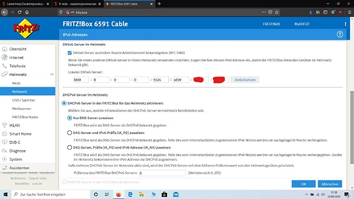 9.IPv6-Konfiguration - DNSv6-Server im Heimnetz, DHCPv6-Server im Heimnetz