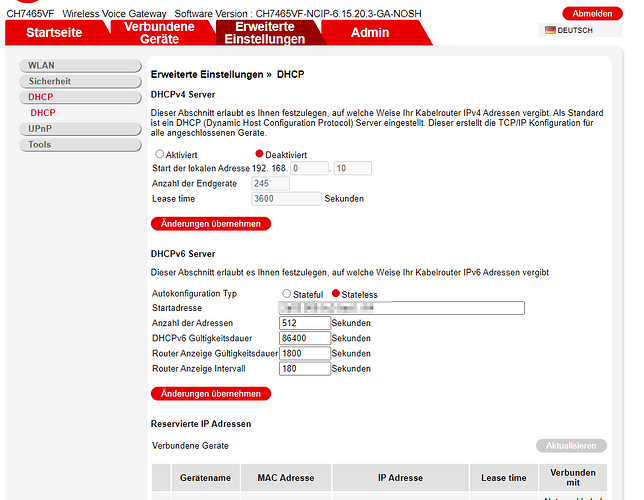 DHCP vodafone