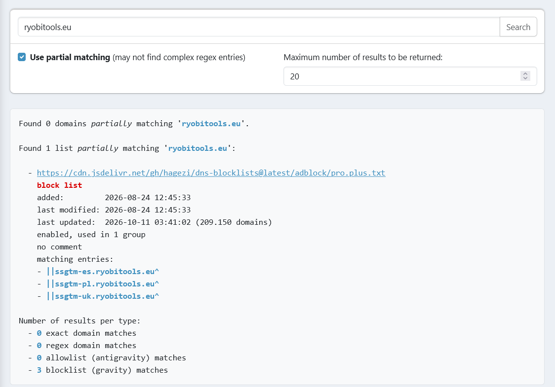 Search results example